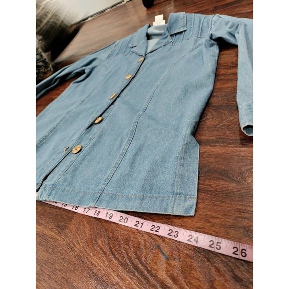 Vintage 80's Saint Germain Long Sleeve Notch Lapel Button Up Blue Denim Jacket M - Picture 6 of 16